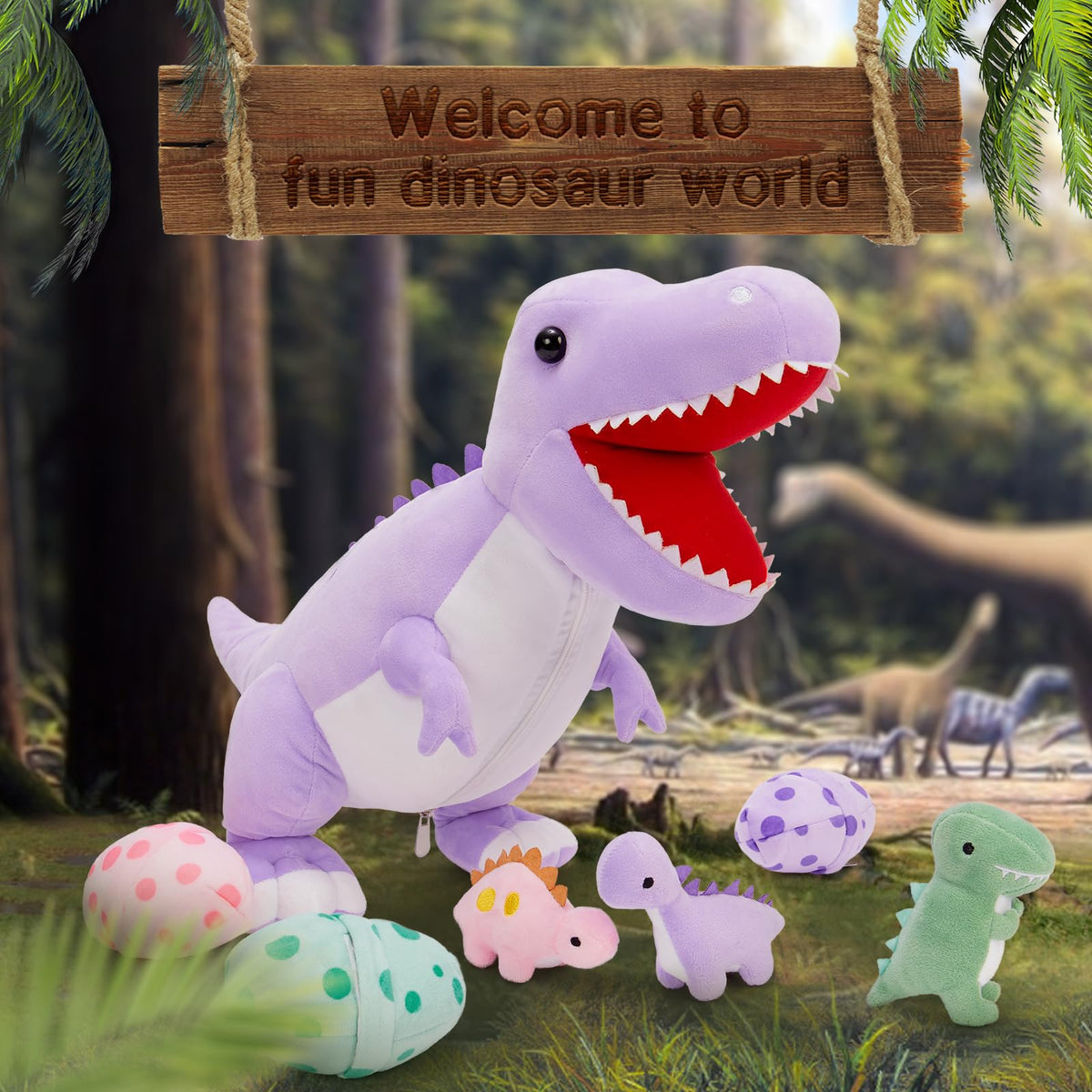 MorisMos 23.6-inch plush dinosaur toy for hugs and travel fun