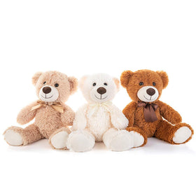 MorisMos 3-pack teddy bears bulk plush toys, ideal centerpiece decor for baby showers.
