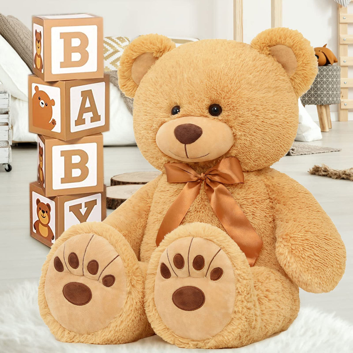 MorisMos 36in giant teddy bear sized for hugs, play, and family moments.