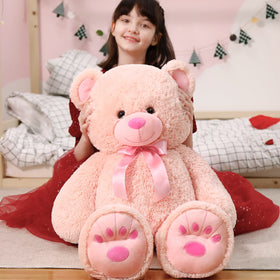 MorisMos 36in pink teddy bear face offers a cozy cuddle and comforting presence.
