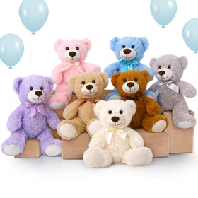 MorisMos bulk teddy bears in rainbow colors ideal for party favors and decor.