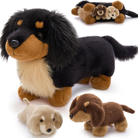MorisMos dachshund mama plush with babies for soft cuddling