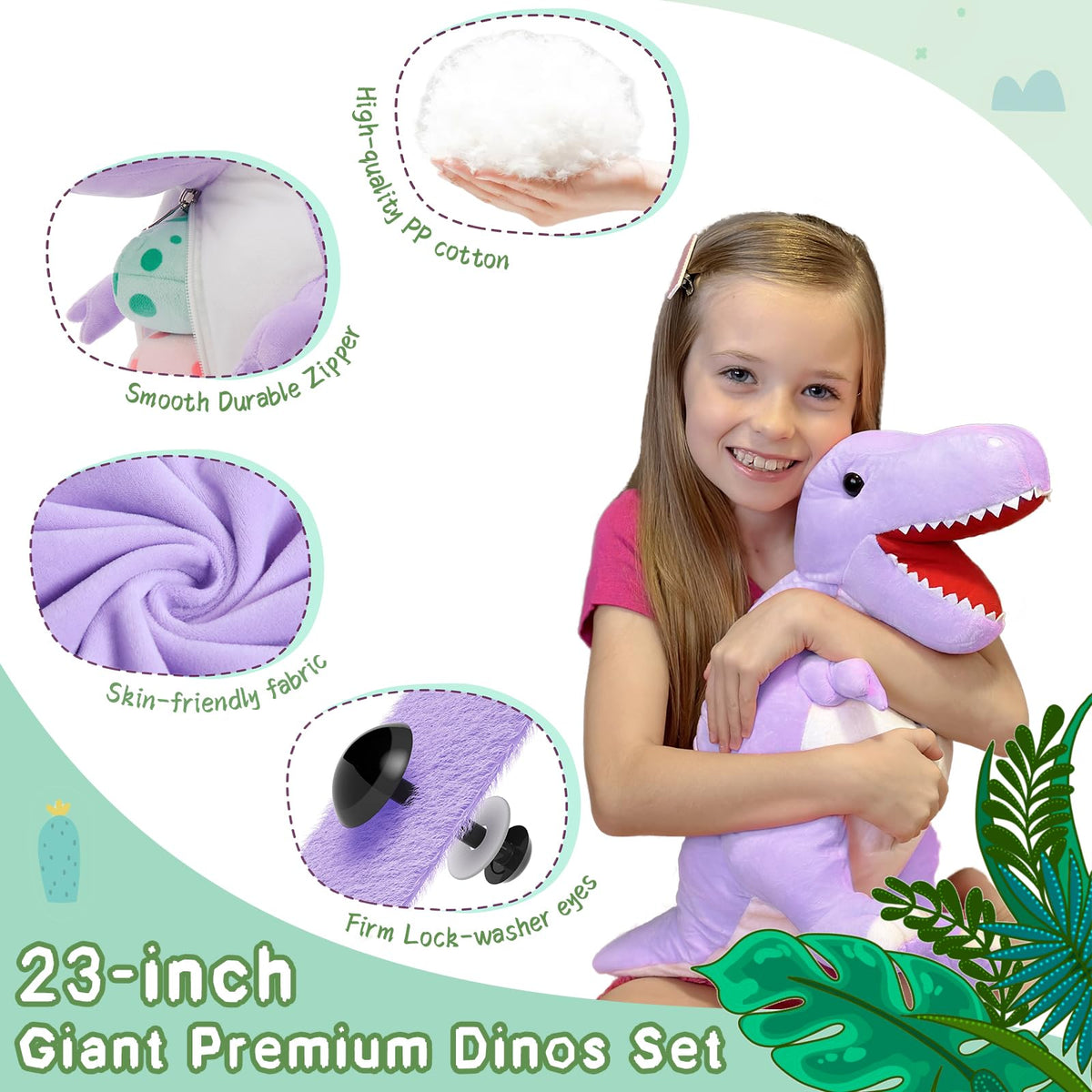 MorisMos purple Brontosaurus baby plush for learning about dinosaurs