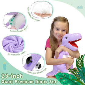 MorisMos purple Brontosaurus baby plush for learning about dinosaurs