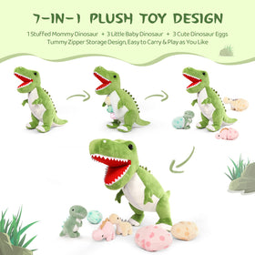 MorisMos green T-Rex plush with friendly face inviting comforting hugs.