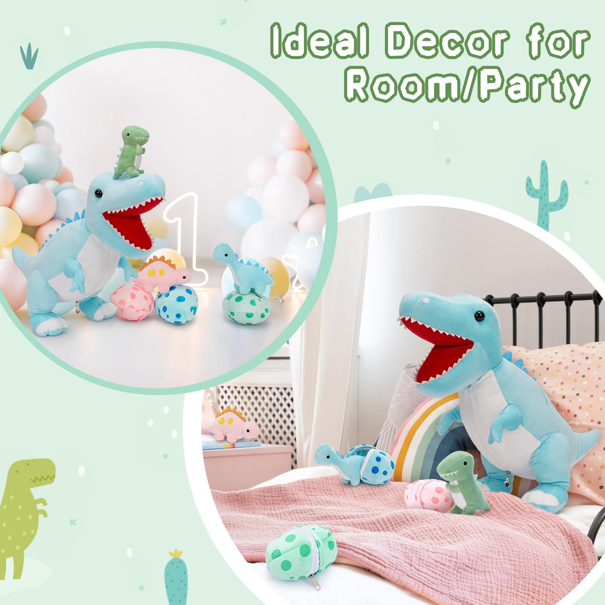 MorisMos dinosaur blue brontosaurus plush great for room decor and learning play