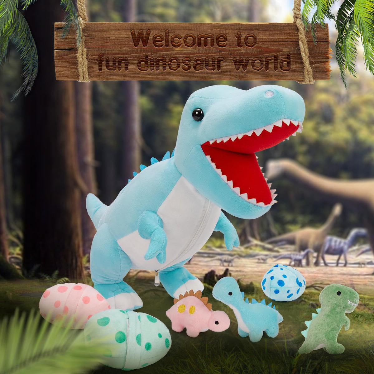 MorisMos dinosaur trex egg surprise reveals plush babies to spark storytelling