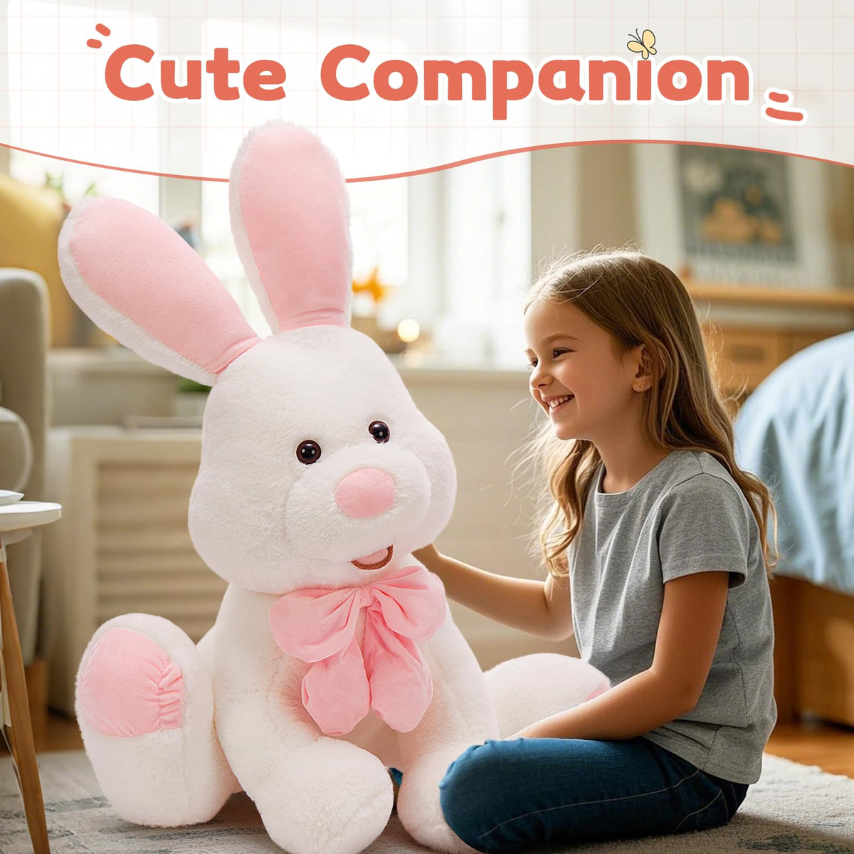 MorisMos plush bunny with upright ears for a lively look.
