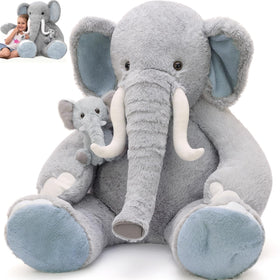 MorisMos giant mama elephant hug plush offers comforting companionship for kids.