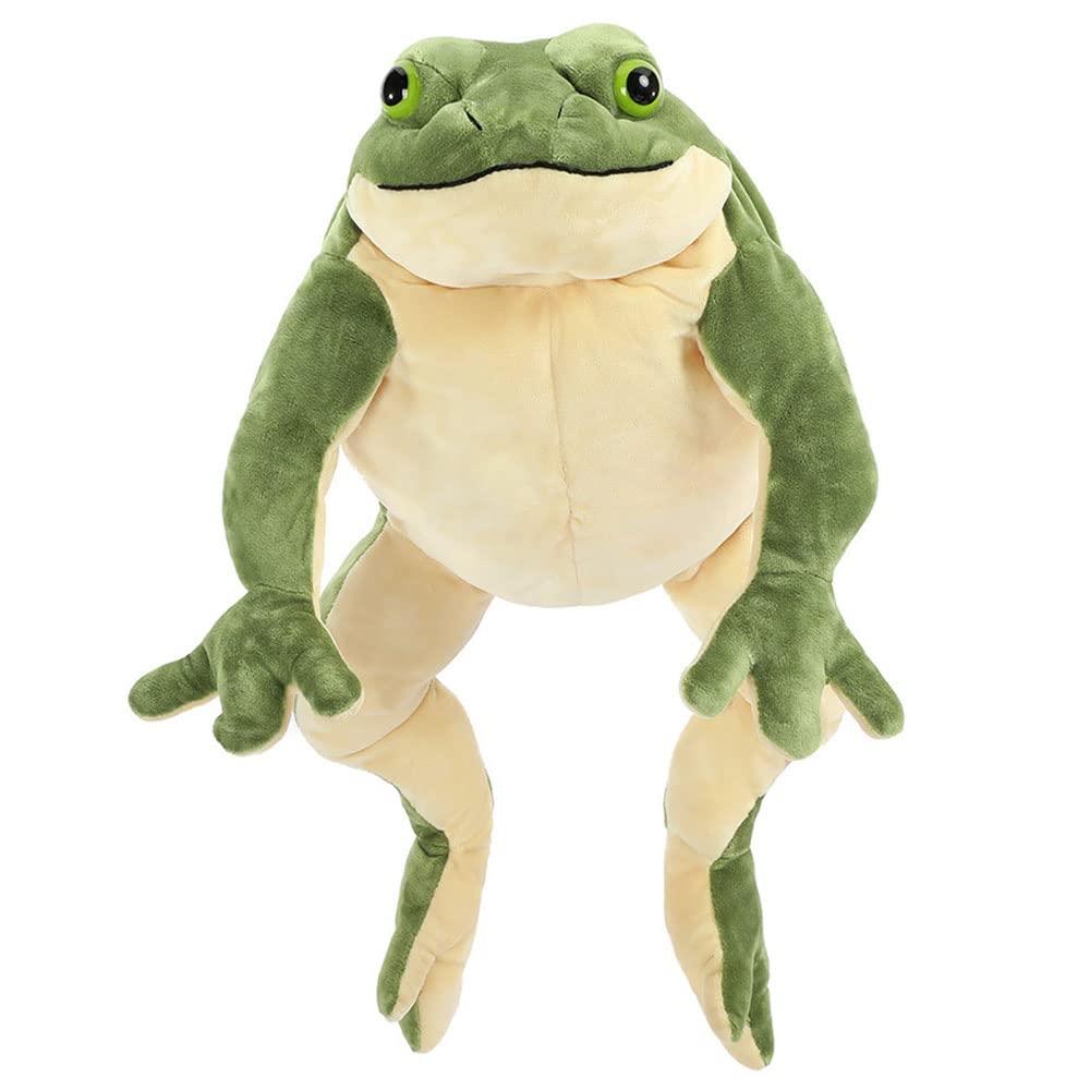MorisMos giant frog front view shows soft plush and friendly smile for kids' playtime