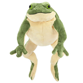 MorisMos giant frog front view shows soft plush and friendly smile for kids' playtime
