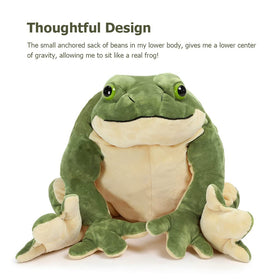 MorisMos giant frog seated pose demonstrates weighted bottom for stable play