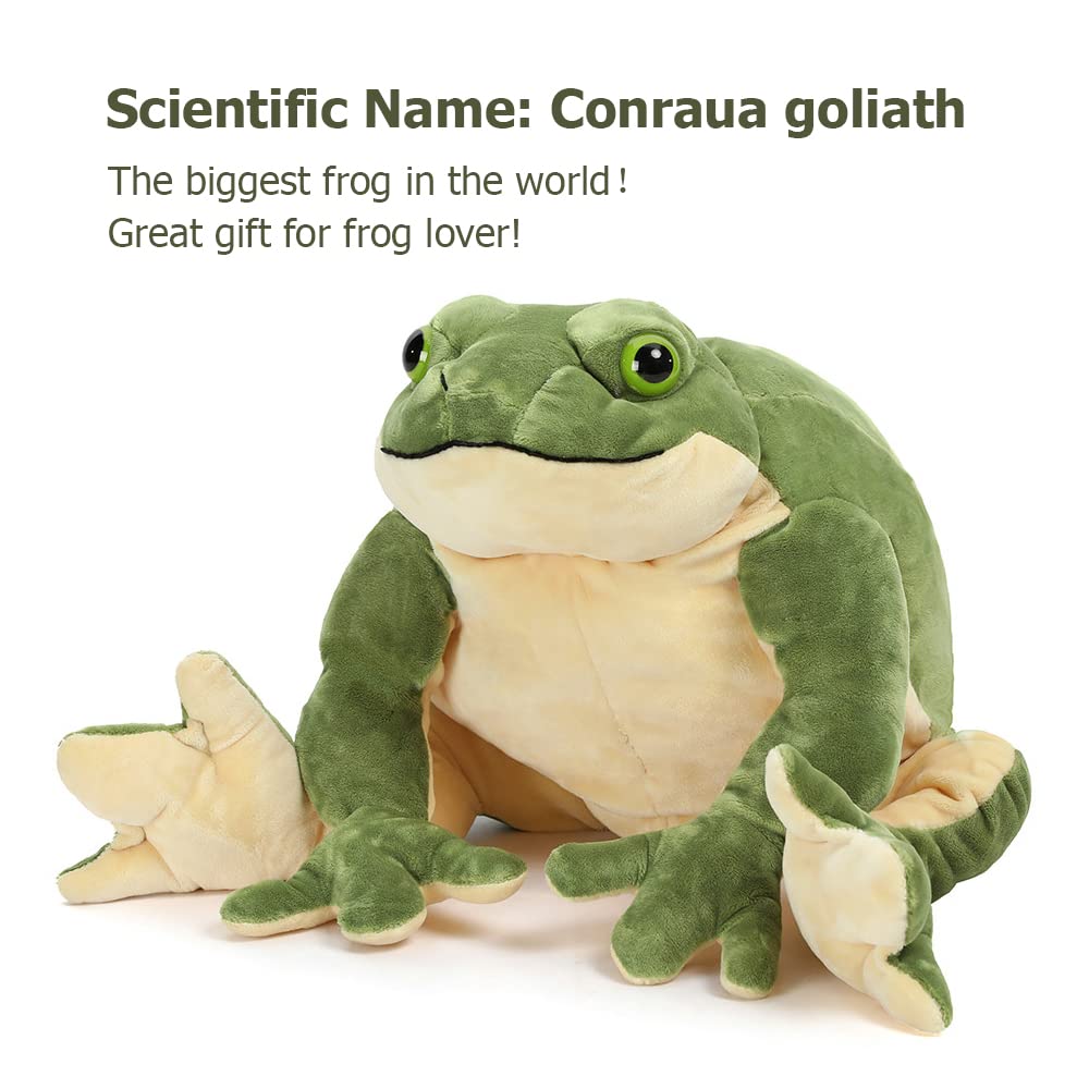 MorisMos giant frog side view highlights cuddly texture ideal for comforting hugs
