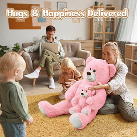 MorisMos 39-inch pink bear shipped vacuum-packed for eco-friendly delivery.