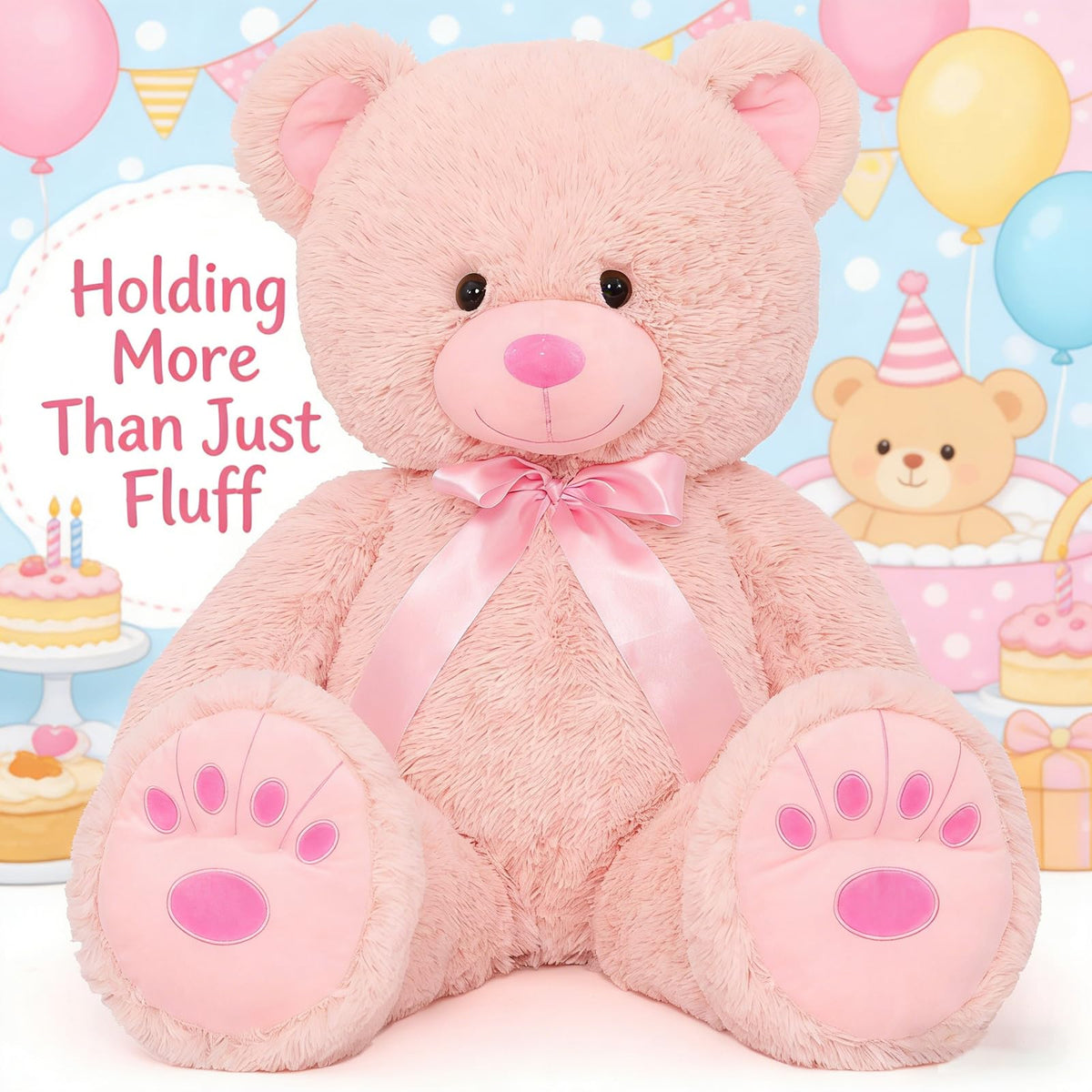 MorisMos gift-ready packaging makes this pink teddy bear a perfect present.