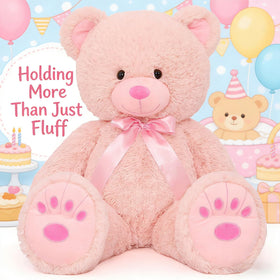 MorisMos gift-ready packaging makes this pink teddy bear a perfect present.
