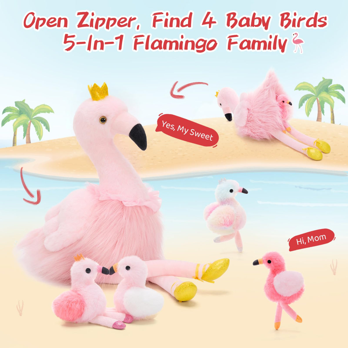 MorisMos gold crown and lace detail on flamingo plush luxury touch