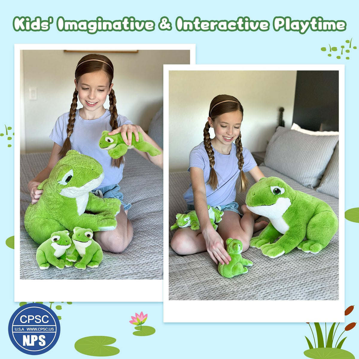 MorisMos green frog bedtime snuggle plush as a comforting night companion