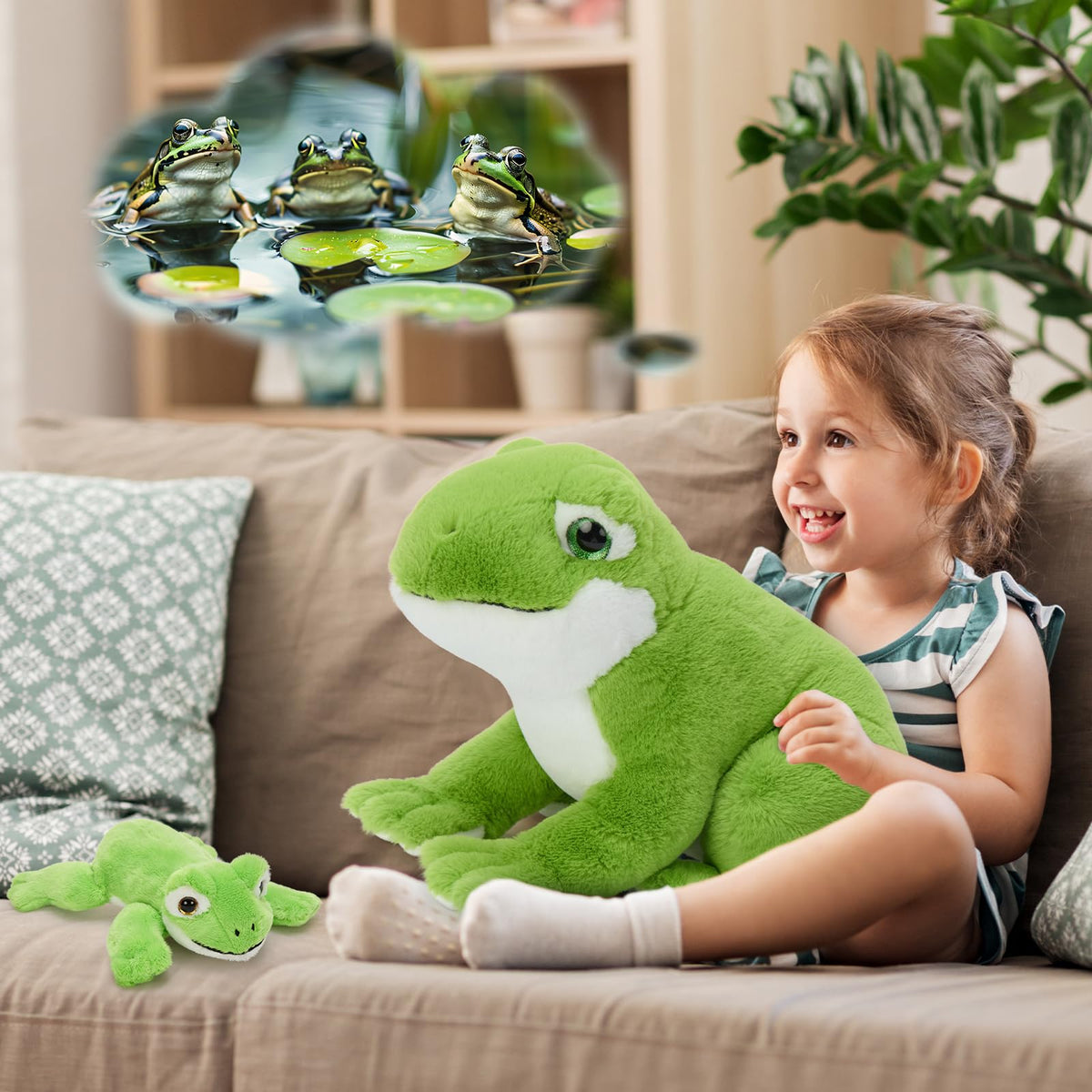 MorisMos green frog family baby2 plush perfect for storytelling and gentle companionship