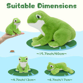MorisMos green frog family baby3 plush supports cooperative play and shared adventures