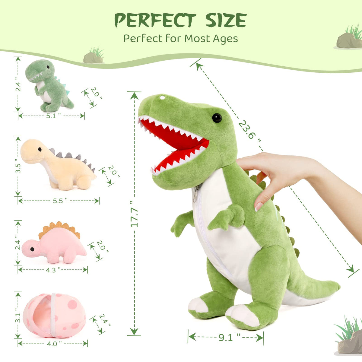 MorisMos plush set is machine washable for easy cleanups.