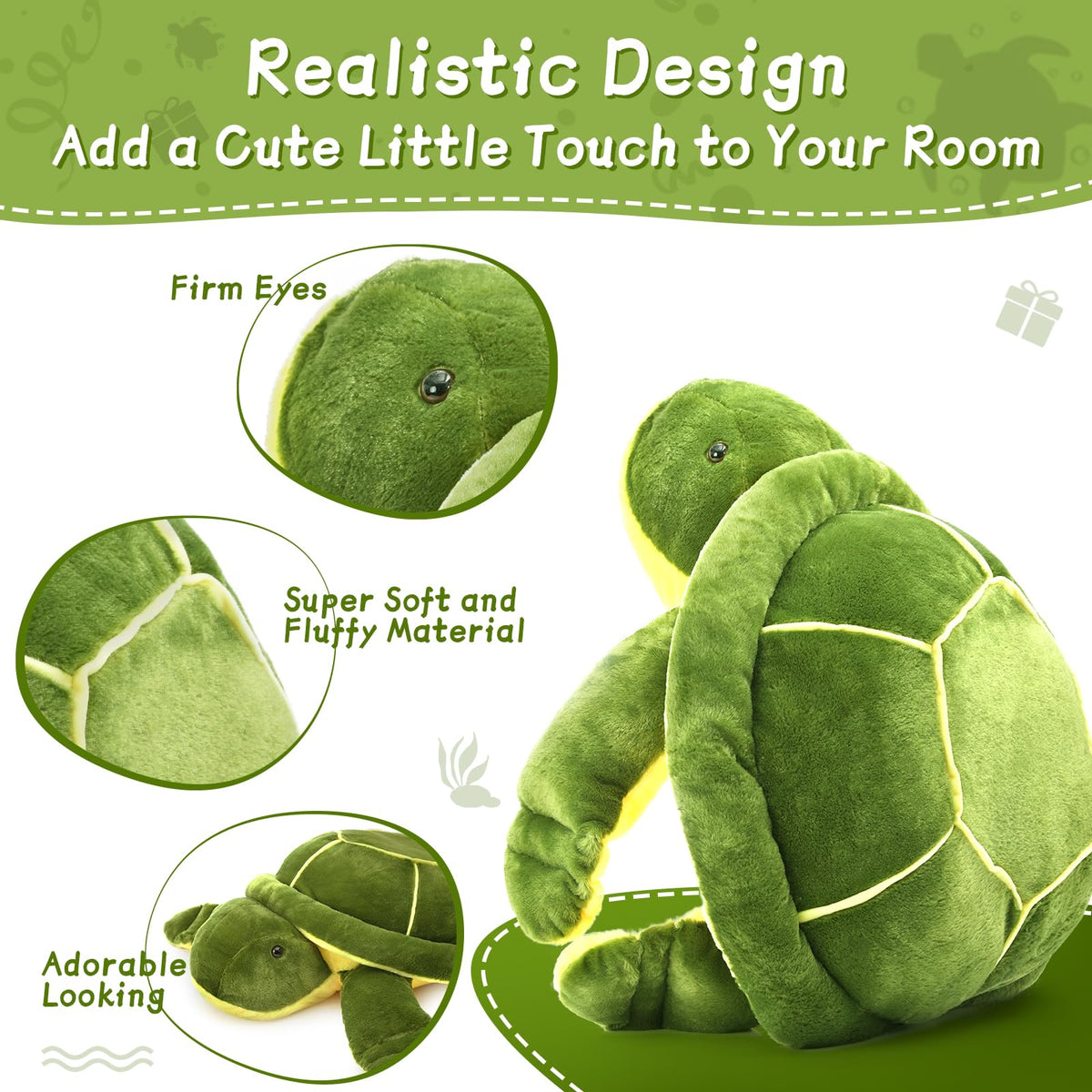 MorisMos hug-me turtle plush pillow ideal for lounging and imaginative play.