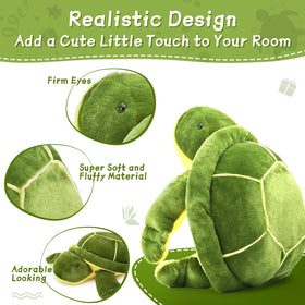 MorisMos hug-me turtle plush pillow ideal for lounging and imaginative play.