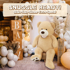 MorisMos teddy with reinforced stitching highlighting durability for daily cuddles