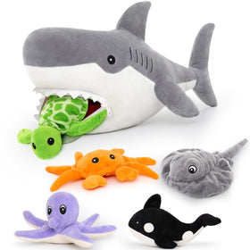 MorisMos mommy shark plush, 23-inch cuddly toy for bedtime and play.