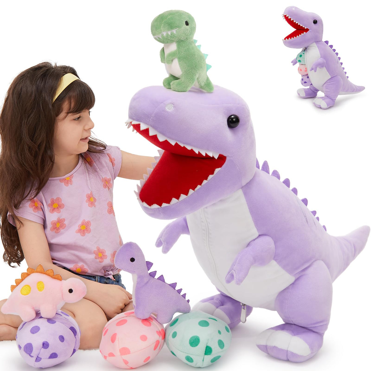 MorisMos mommy T-Rex belly unzip for imaginative play and surprises