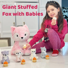 MorisMos pink fox set of five plushies for color learning and play