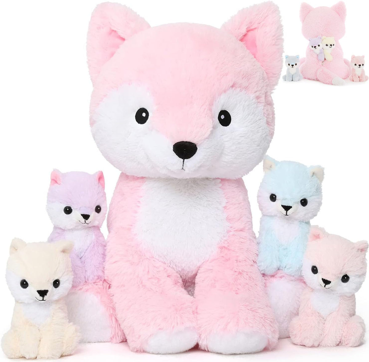 MorisMos pink fox main portrait plush ideal for cuddling and display