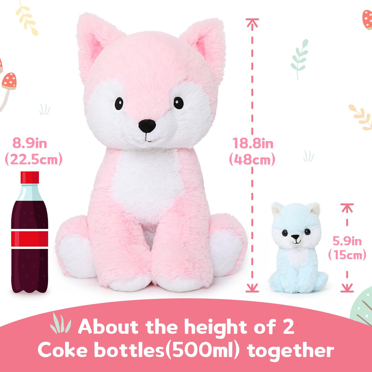 MorisMos pink fox plush highlights soft faux fur for gentle hugs