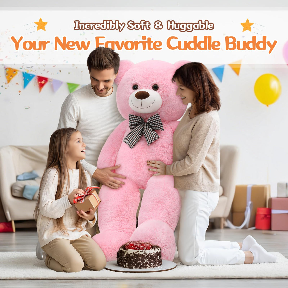 MorisMos pink teddy bear suits baby showers and celebrations, adding joy.