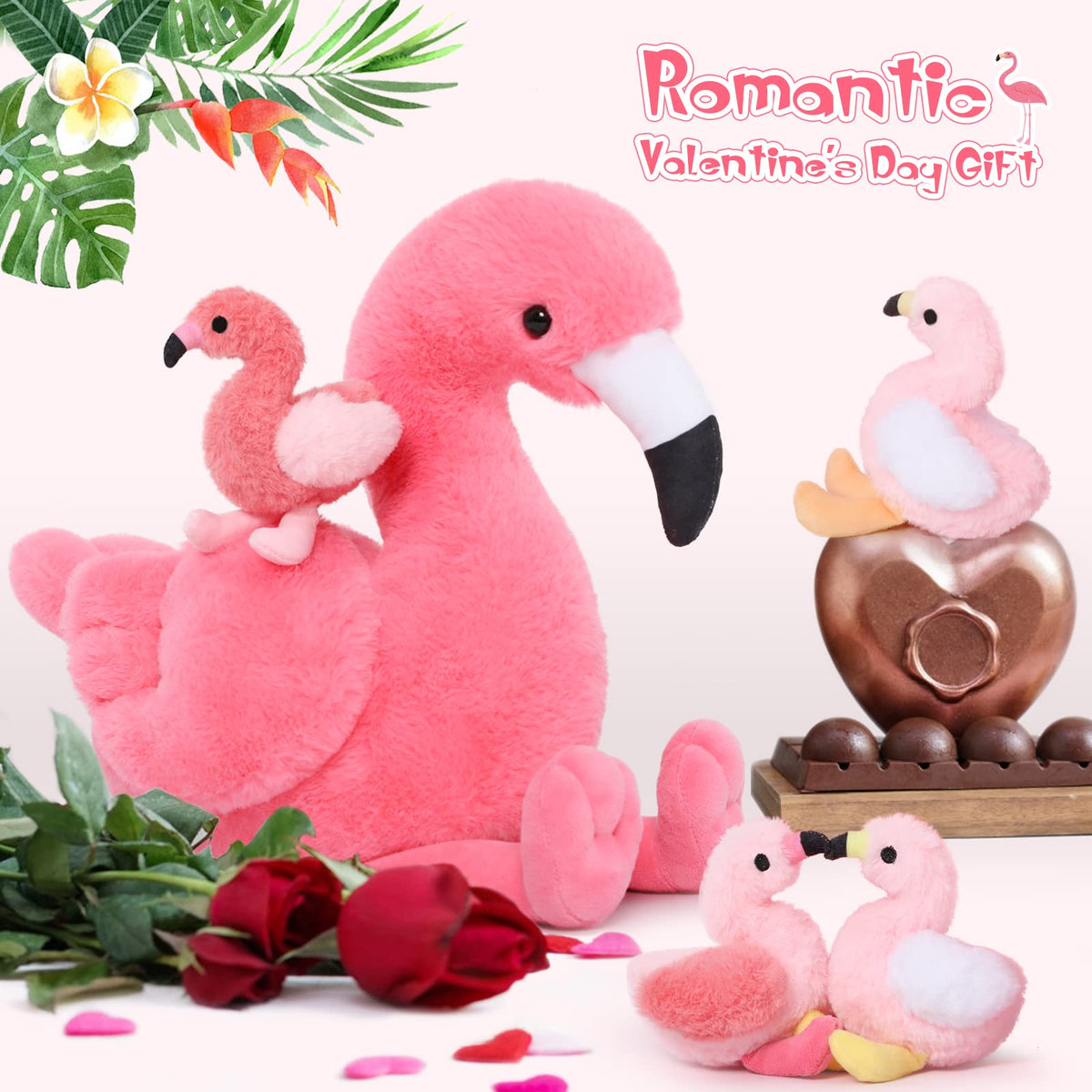 MorisMos flamingo with four baby flamingos inside inspires imaginative play and storytelling.