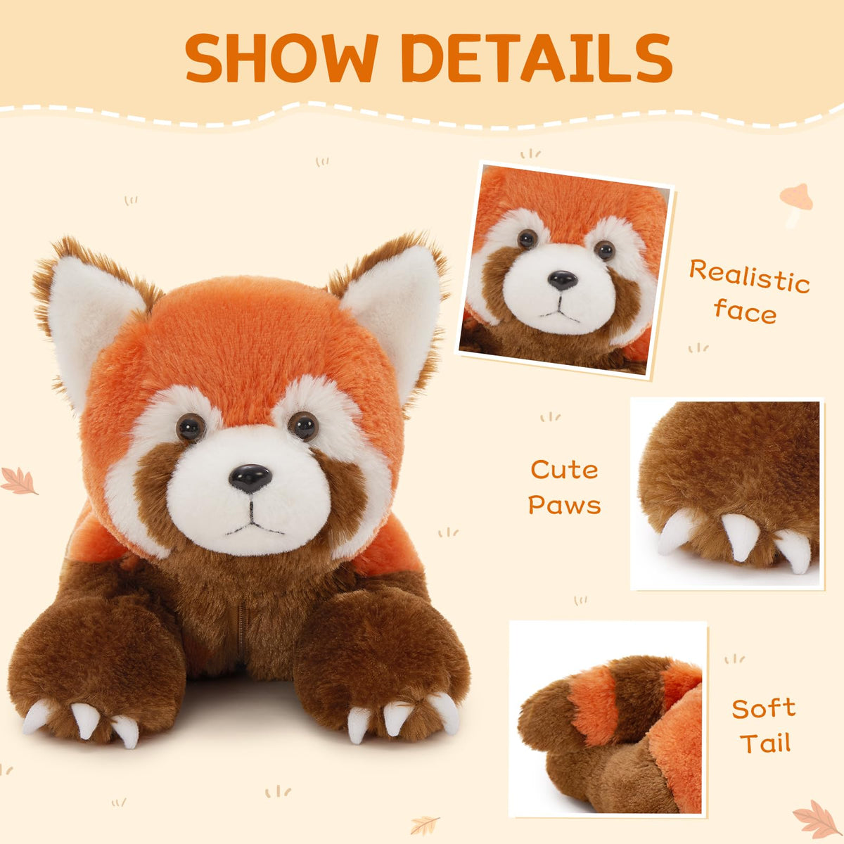 MorisMos red panda 4in1 set closeup highlights durable construction and soft textures.