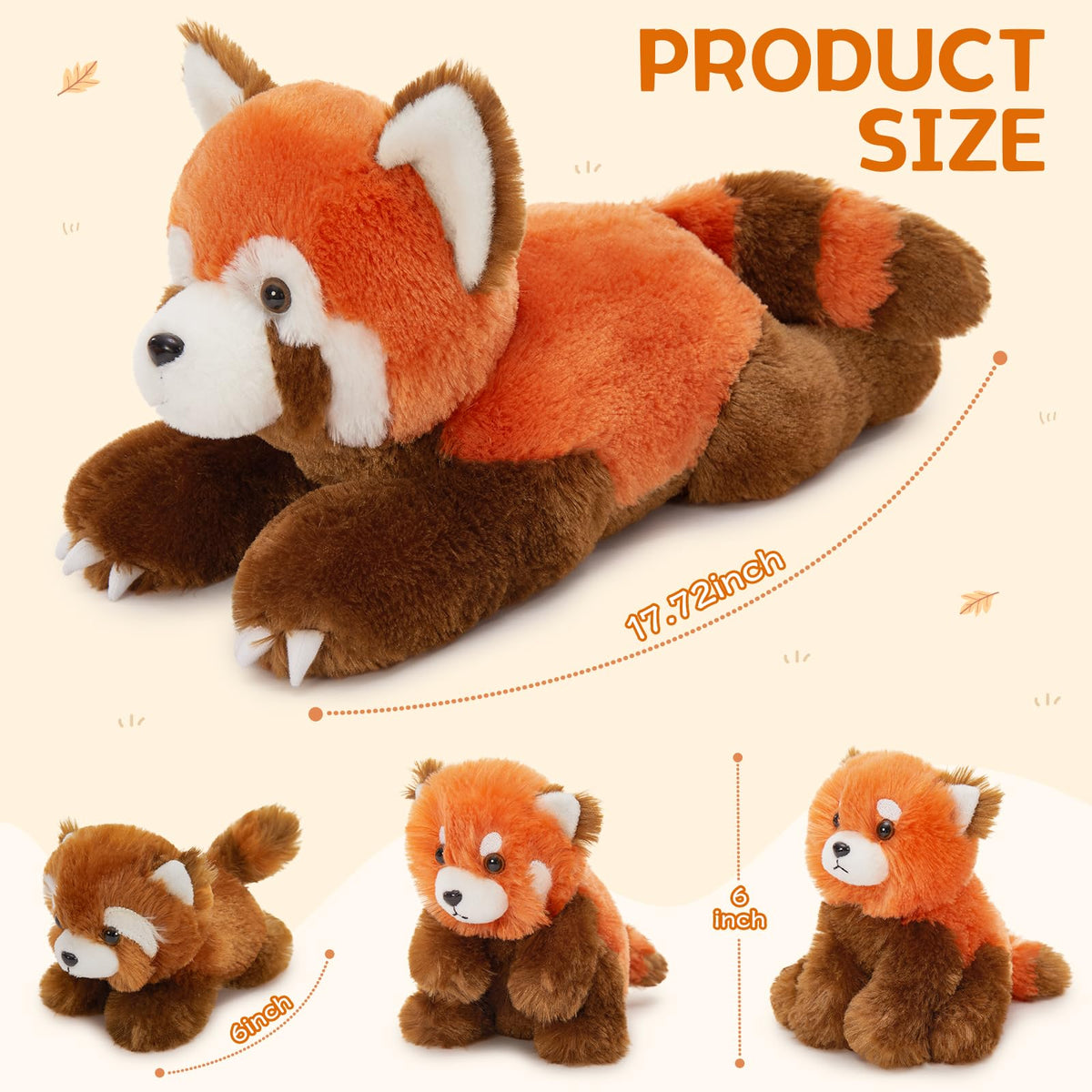 MorisMos red panda baby plush, three-piece set, ideal for storytelling.