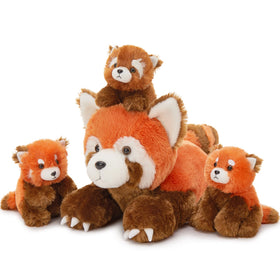 MorisMos red panda mama plush, 17-inch, soft fur for comforting hugs.