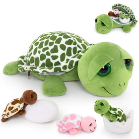 MorisMos 14-inch mommy sea turtle with babies for imaginative play.