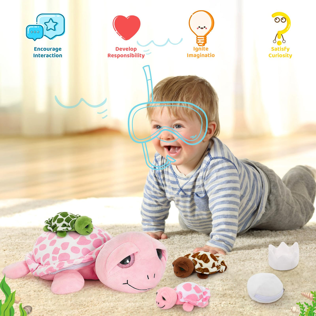 MorisMos sea turtle babies plush toys for imaginative pretend play