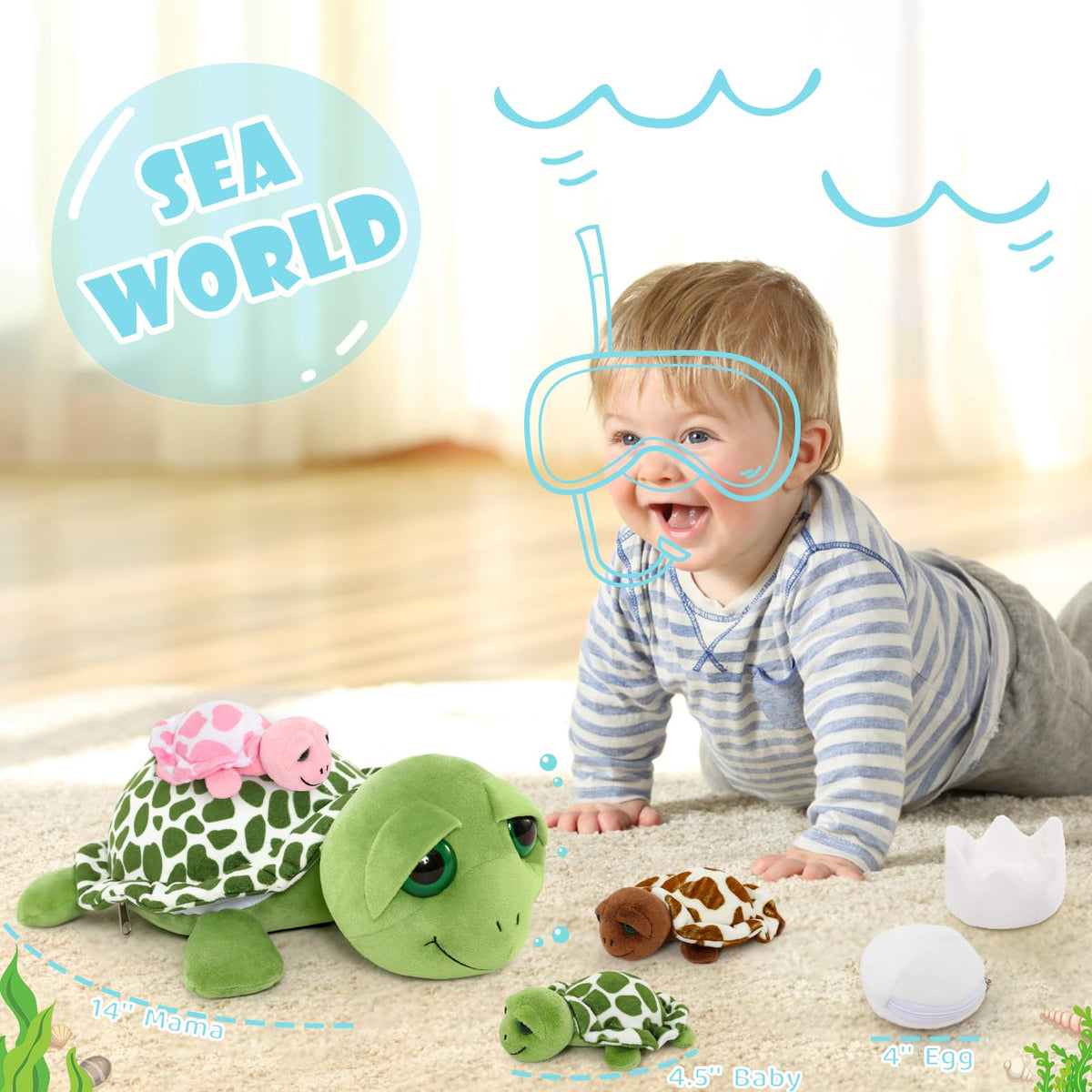 MorisMos sea turtle babies ready for storytelling adventures.