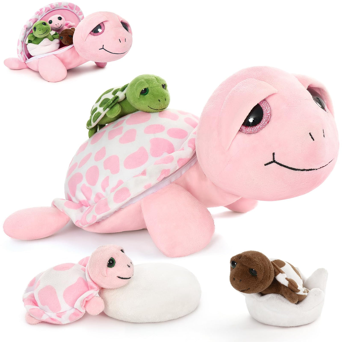 MorisMos sea turtle mommy with babies 14-inch plush for cuddling and play