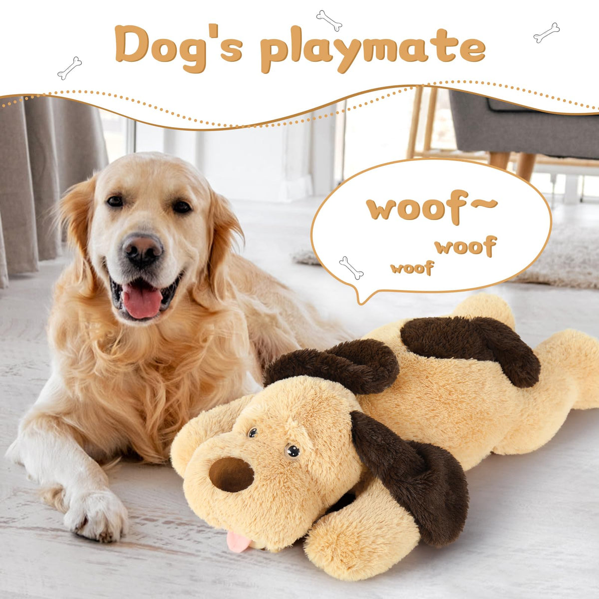 MorisMos sleepy-eyed brown dog plush for calm comfort