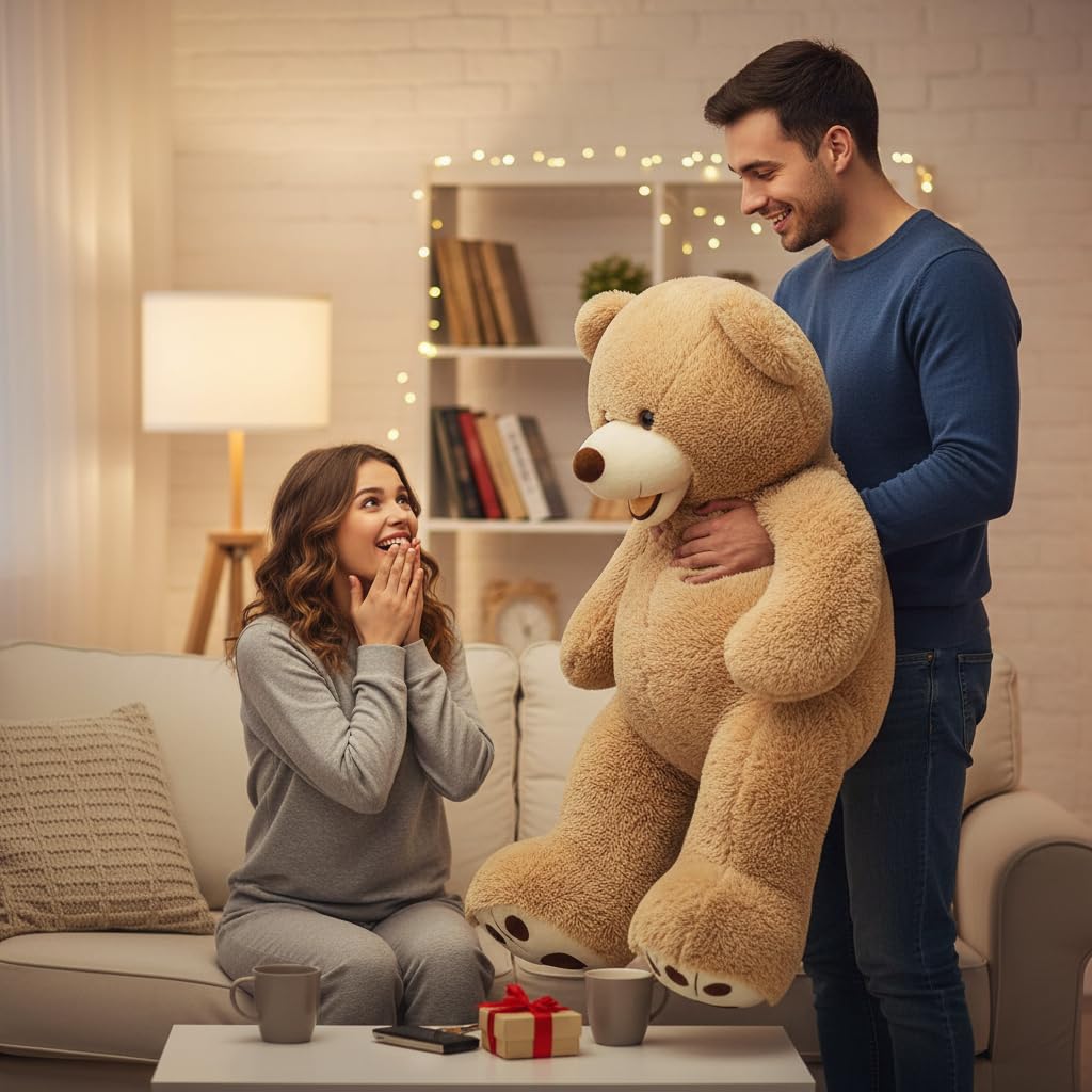 MorisMos Smiling Giant Teddy Bear fluffing guide, restore plush fullness after unboxing