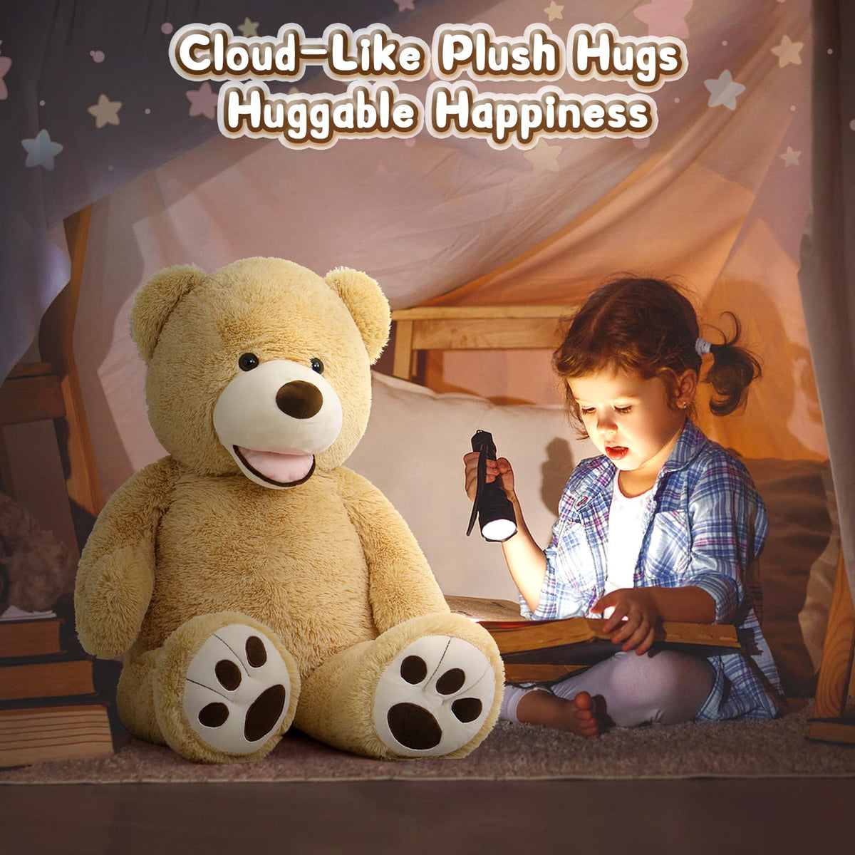 MorisMos Smiling Giant Teddy Bear unboxing-ready, ideal for gifting to kids and loved ones