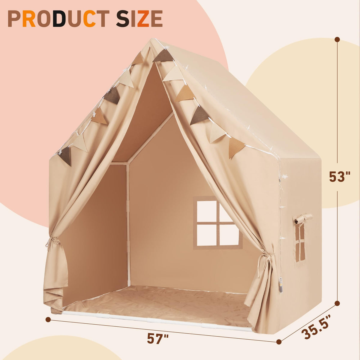 MORITECK play tent with breathable windows and curtain for airy play.