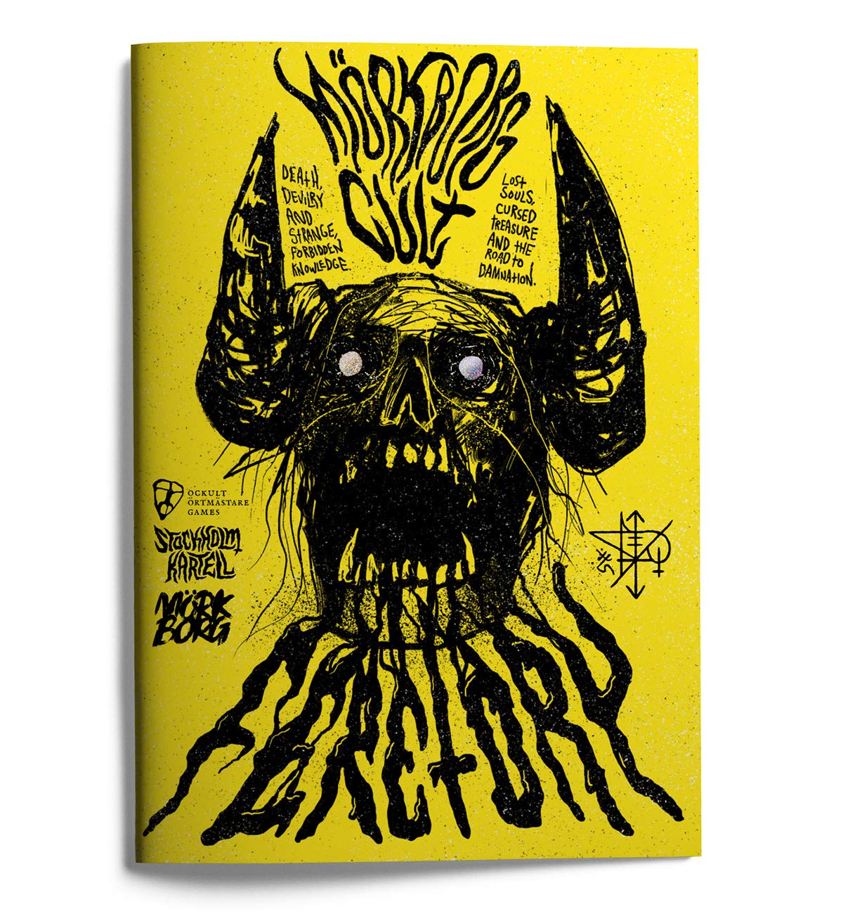 MÖRK BORG Cult Feretory cover art sets mood for your table.