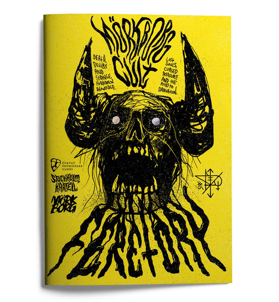 MÖRK BORG Cult Feretory cover art sets mood for your table.