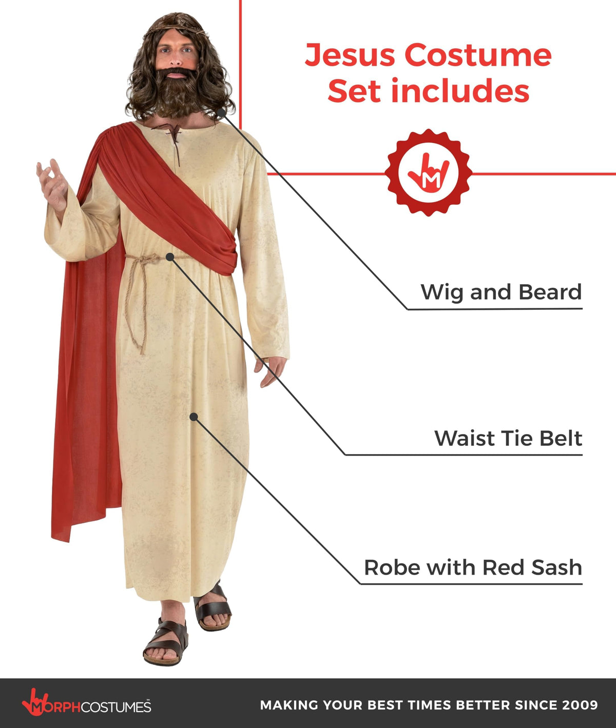 Morph prophet wig and beard for convincing character portrayal.