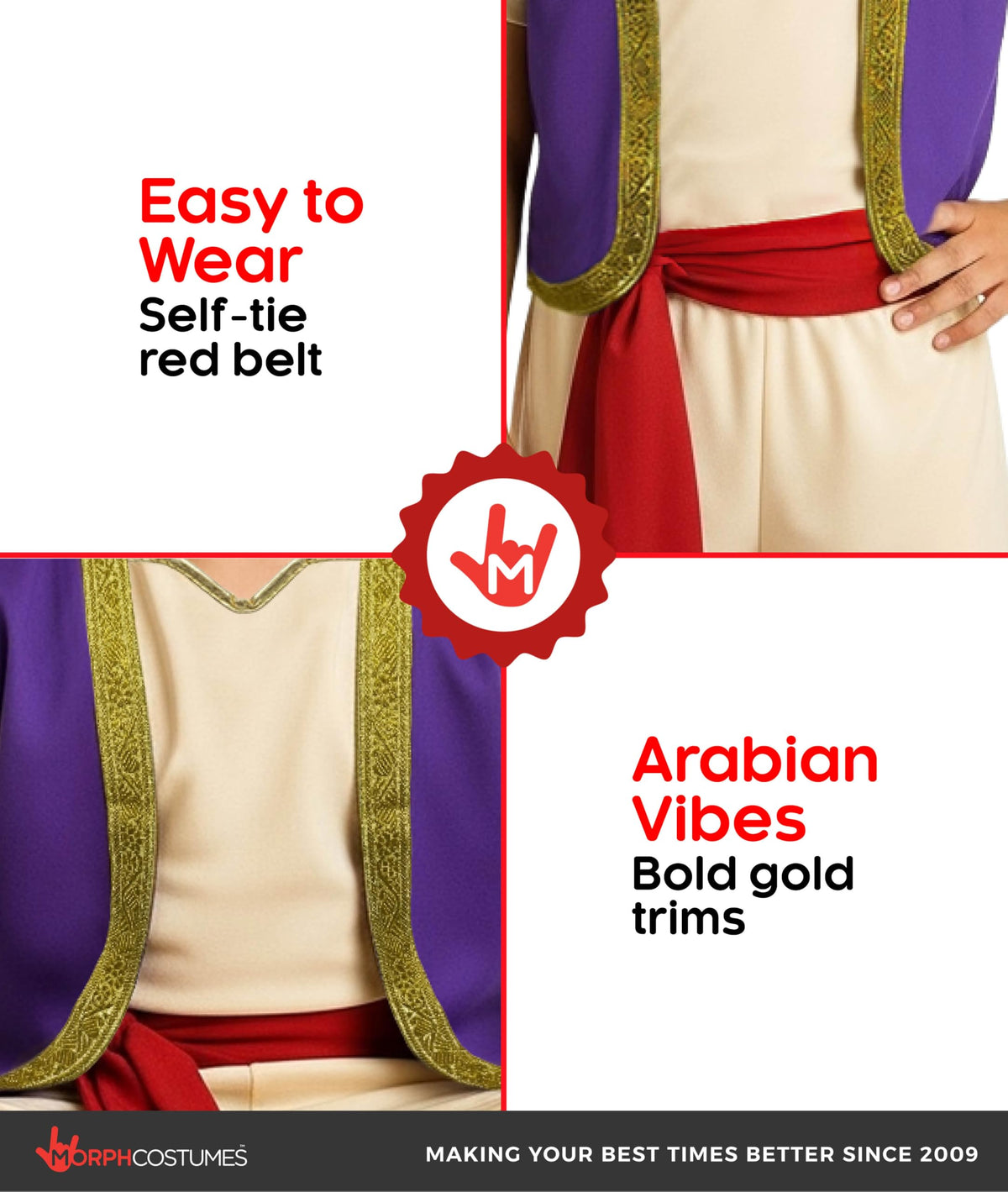 Morph Arabian Prince waistcoat in purple adds regal flair